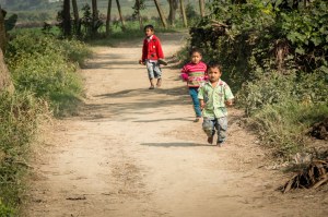Running Children Along the Road